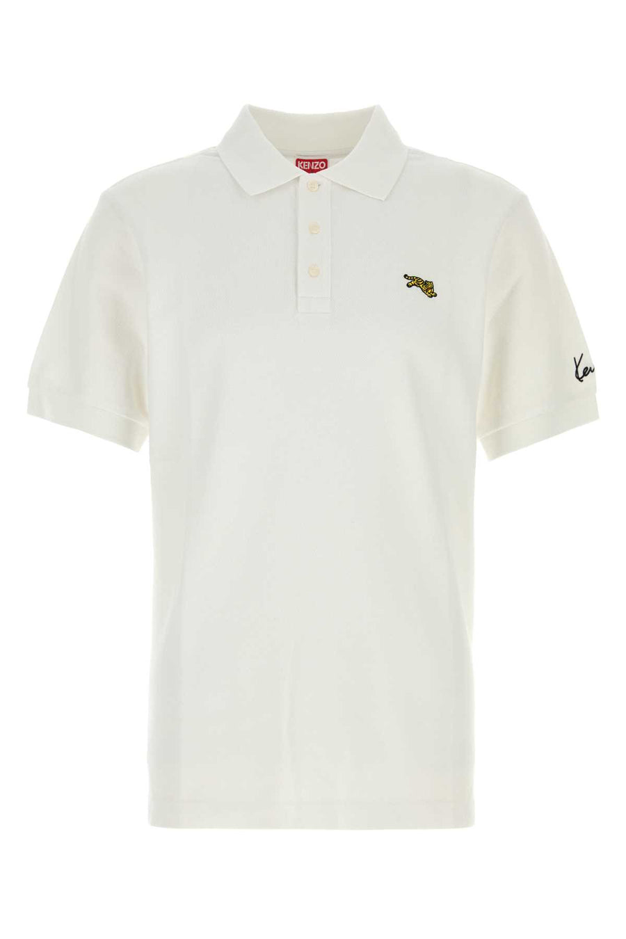 White Piquet Polo Shirt Offwhite Exterior: Cotton