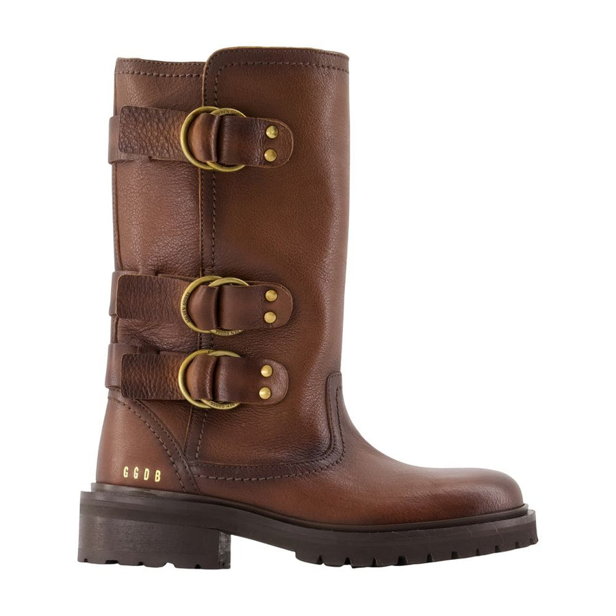 Kurt Boots - Golden Goose Deluxe Brand Leather Brown Calfskin Shoes /