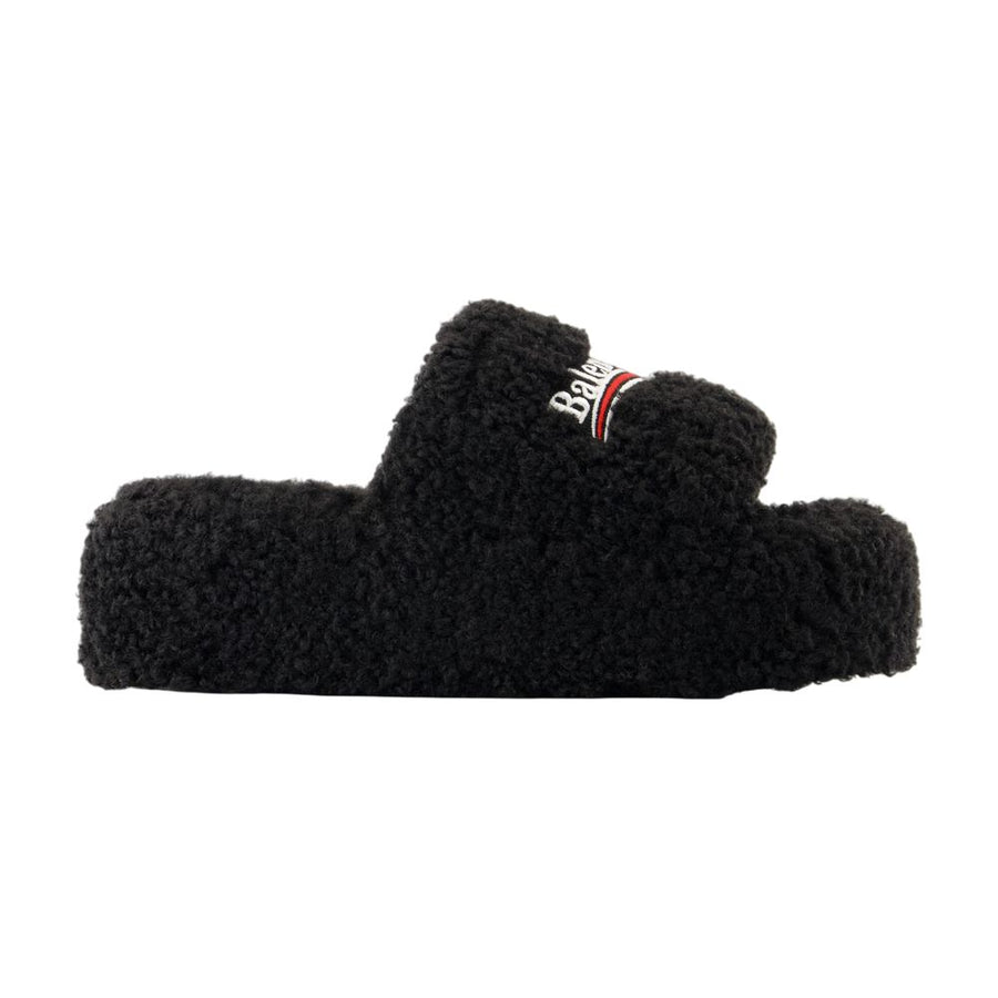 Balenciaga shearling slipper in black