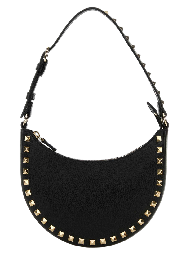 Valentino Garavani Hobo Exterior: 100% Calf Lining: 100% Leather Finishing: Platinum hobo bag in black