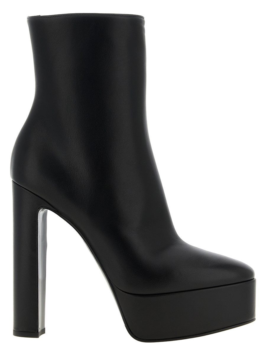 Black Lamb Leather Ankle Boots