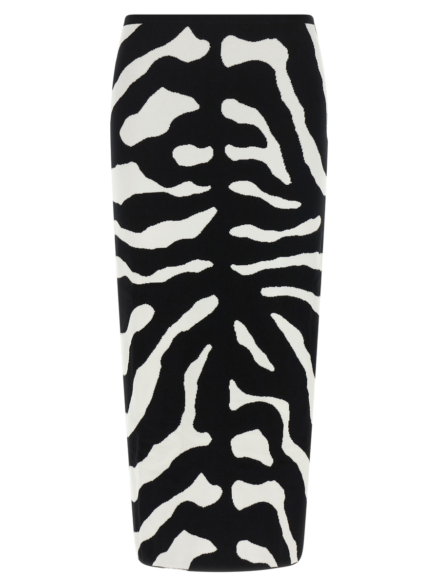Bicolor Viscose Midi Skirt