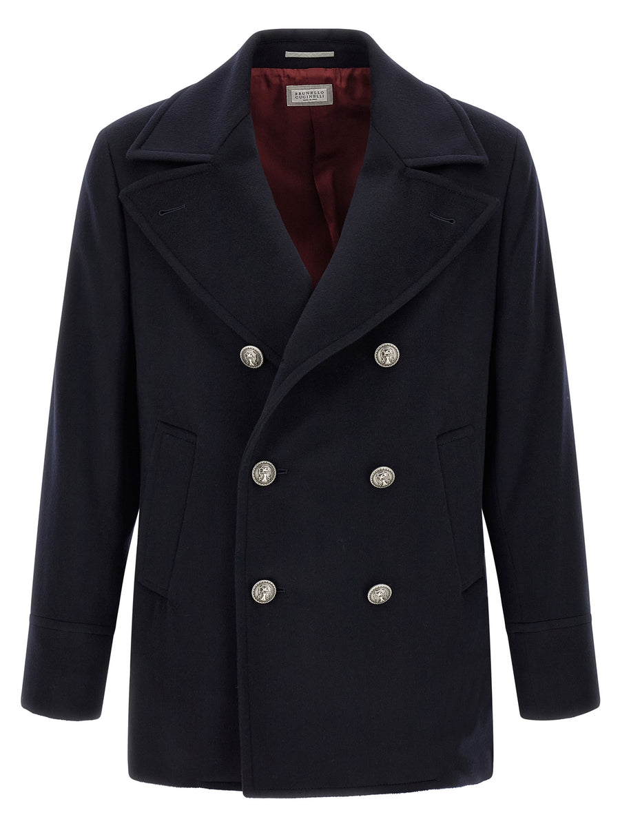 Blue Virgin Wool Coat Clothing