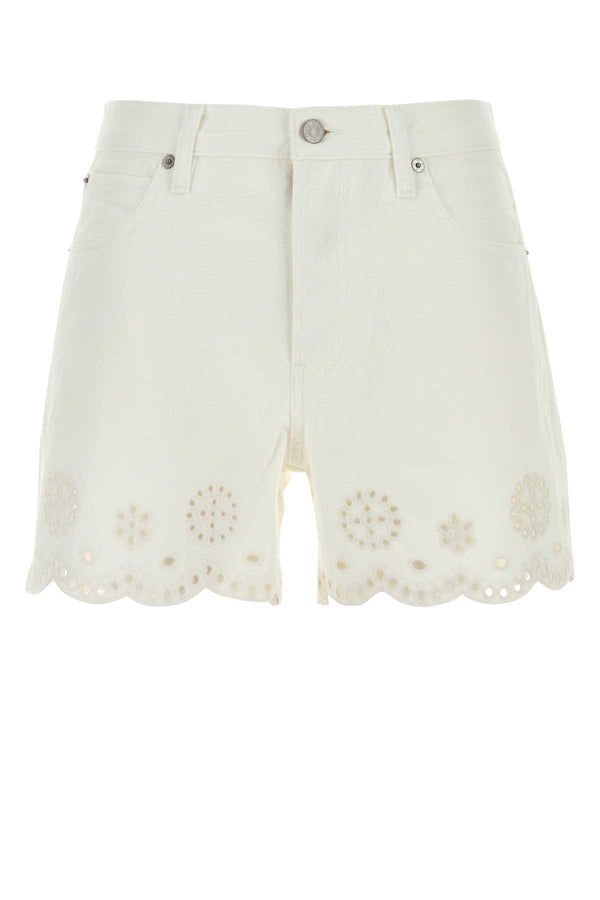 White Denim The Eyelet Shorts Wht Exterior: Cotton Jean