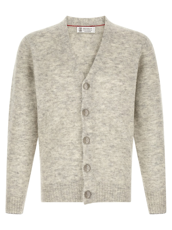 Gray Alpaca Leather Cardigan Clothing