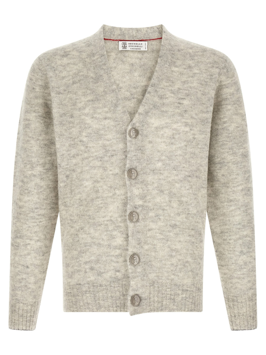 Gray Alpaca Leather Cardigan Clothing