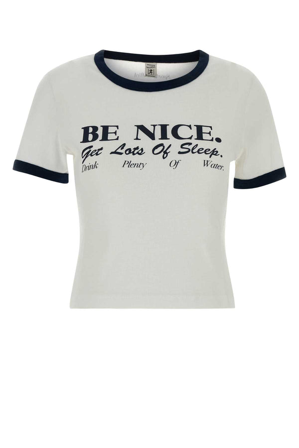 White Cotton T-Shirt Whitelightnavylightnavy Exterior