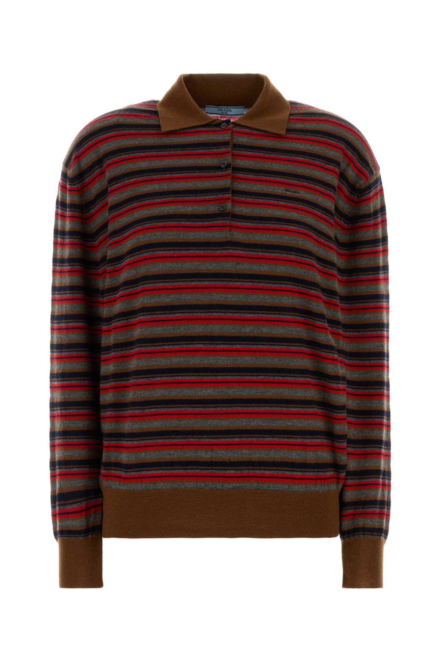 Embroidered Cashmere Polo Shirt Tabacco+ardesia Exterior: Maglieria