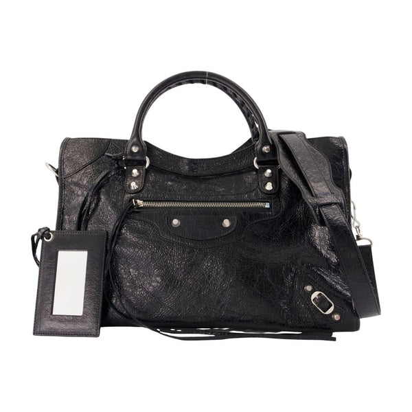 Balenciaga lambskin top handle bag in black
