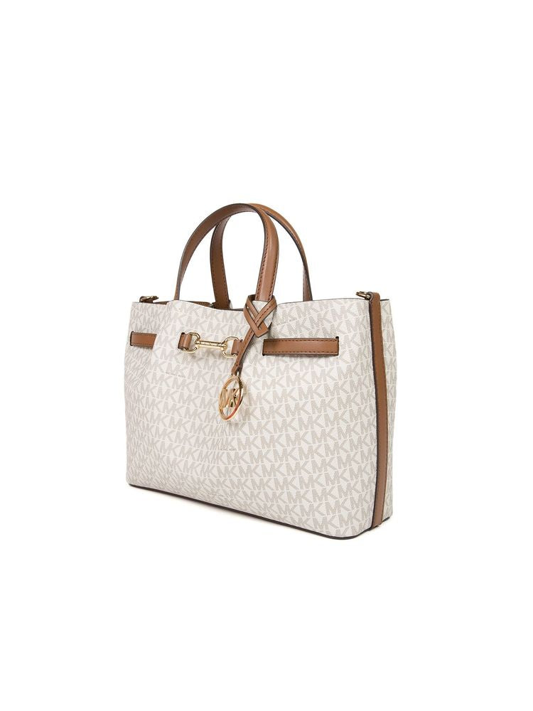 Michael Kors 74% Coated Canvas satchel bag in beige