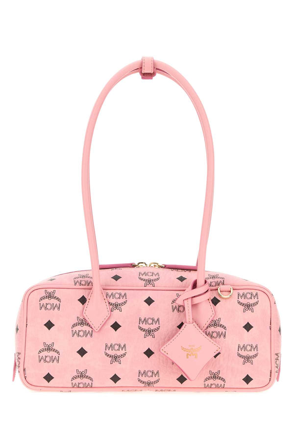 MCM Shoulder Exterior: 100% Fabric 100% Leather; Lining: 100% Fabric; Finishing: Golden metal shoulder bag in pink