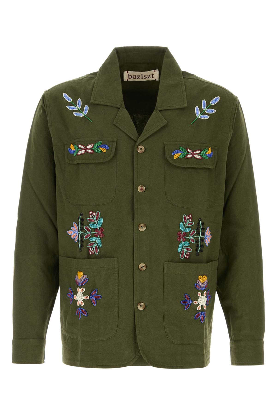 Olive Green Cotton Neon Blazer Greenkhaki Exterior: Camicie
