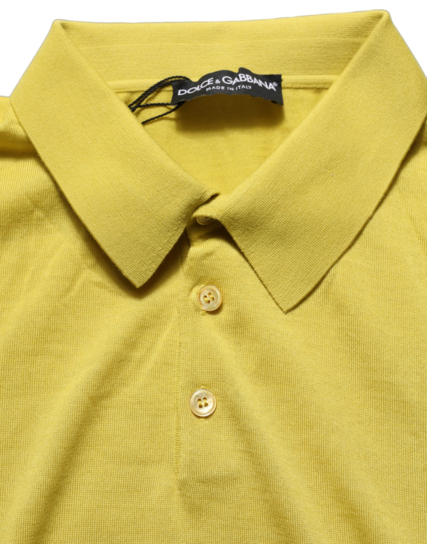 Yellow Cashmere Short Sleeves Polo T-Shirt Silk