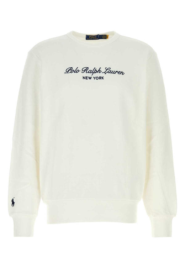 White Cotton Blend Sweatshirt Exterior: Polyester Felpe