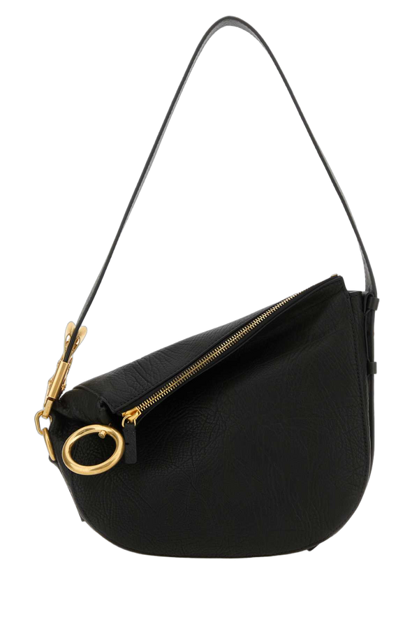Burberry Exterior: 100% Calf leather. Lining: 100% Calf leather. Finishing: Golden metal shoulder bag in black