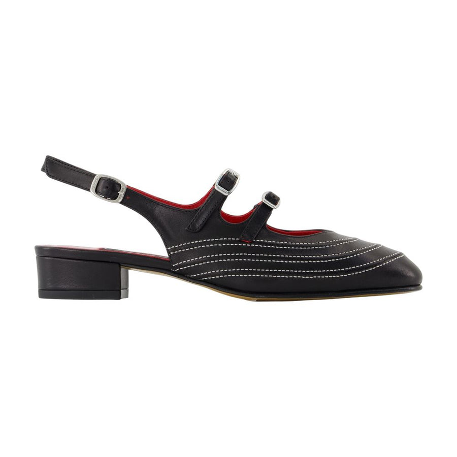 Carel calfskin flat in black