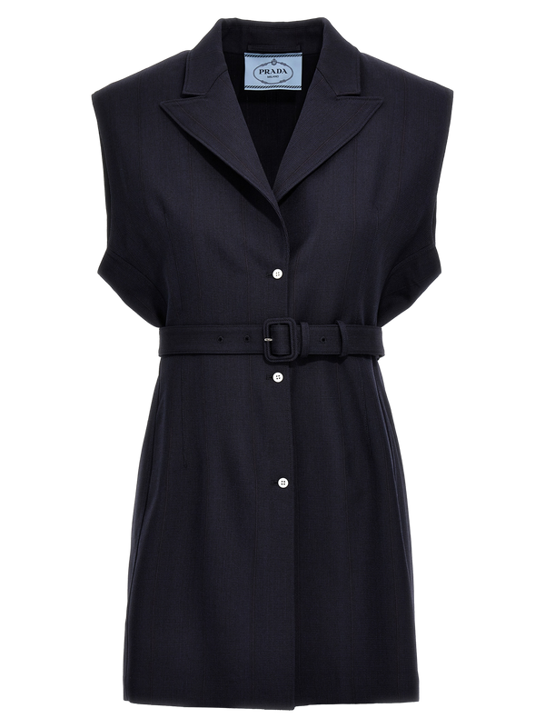 Blue Virgin Wool Sleeveless Jacket Clothing