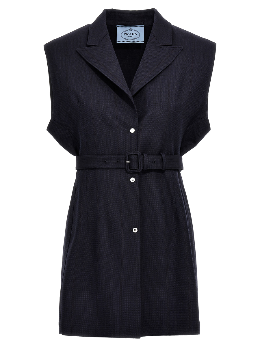 Blue Virgin Wool Sleeveless Jacket Clothing