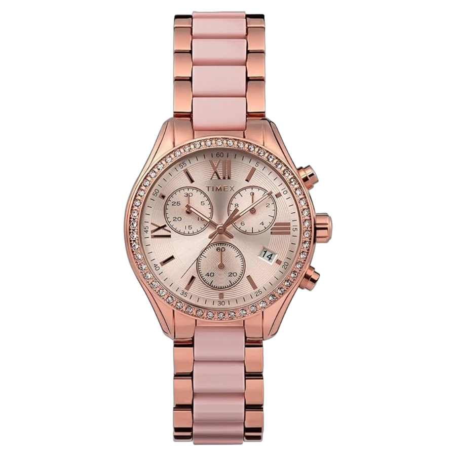 Timex Stainless Steel case watch in rose gold