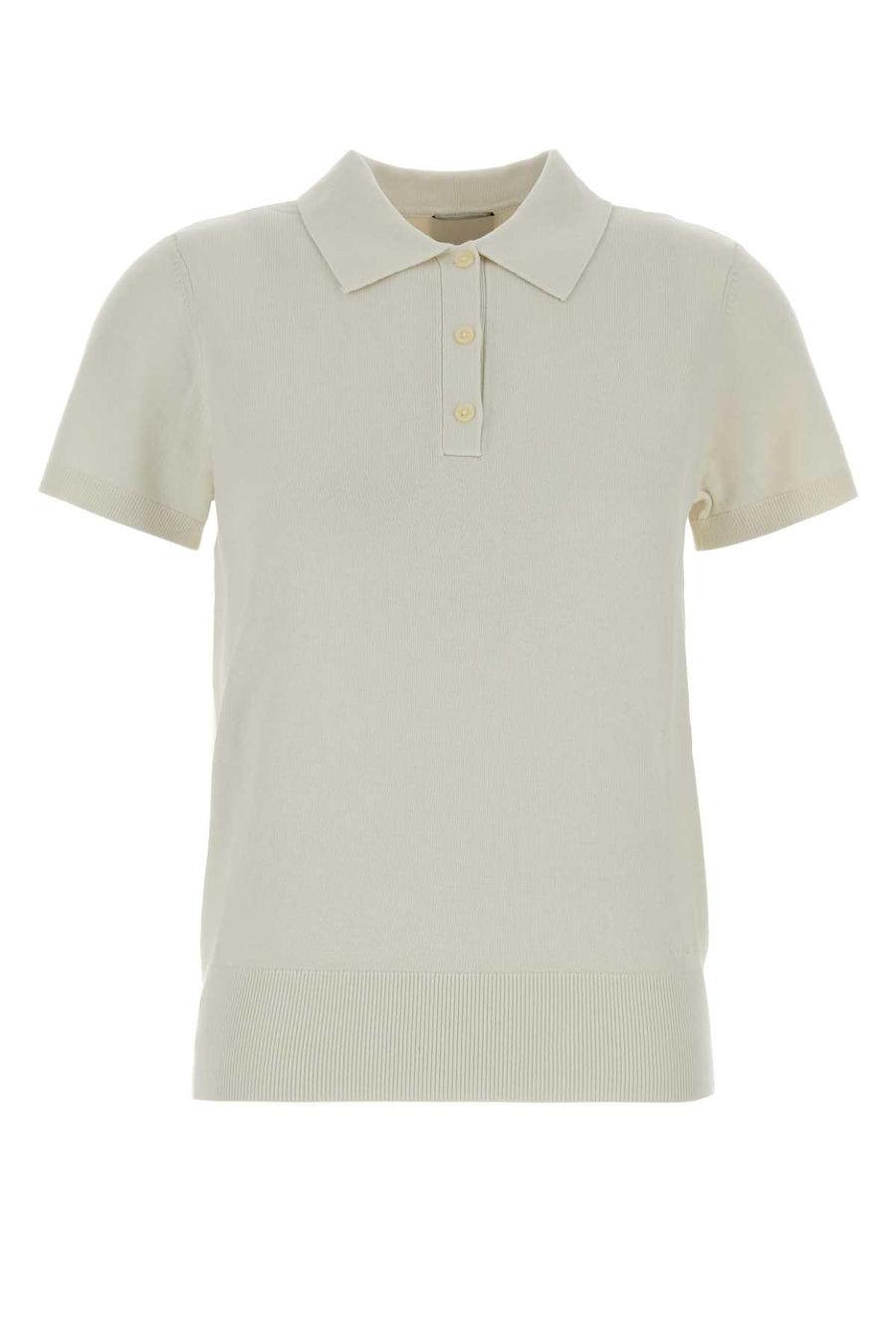 White Knit Polo Shirt Tofu Exterior: Viscose