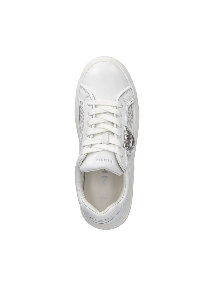 Pinko 61% calf leather sneaker in white