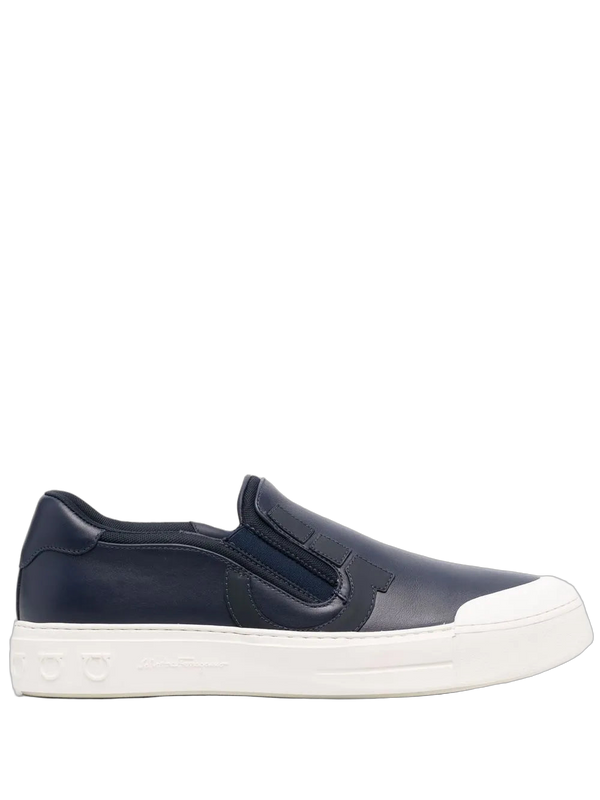 Ferragamo leather slip-on sneaker in navy