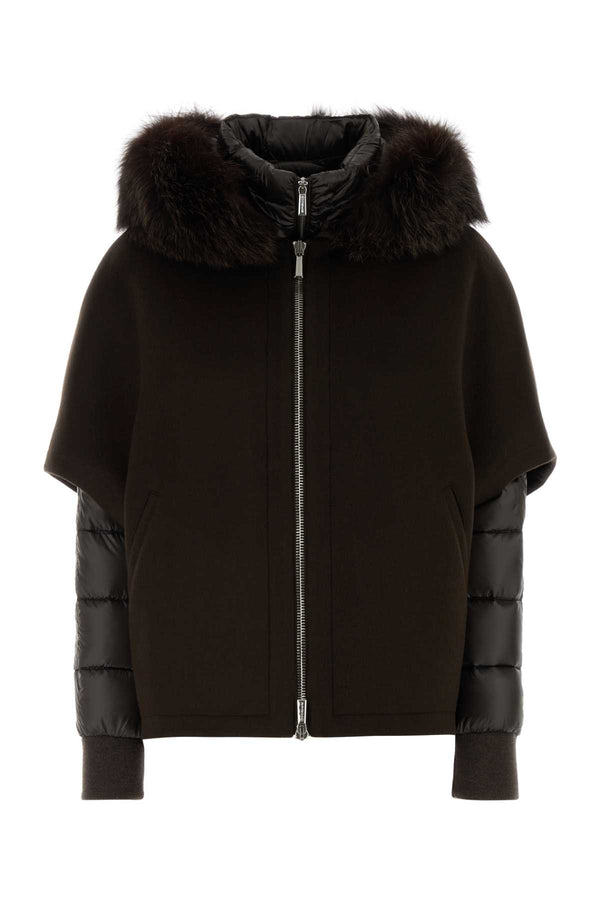 Dark Brown Polyester Pegaso Down Jacket Cioccolato Piumini