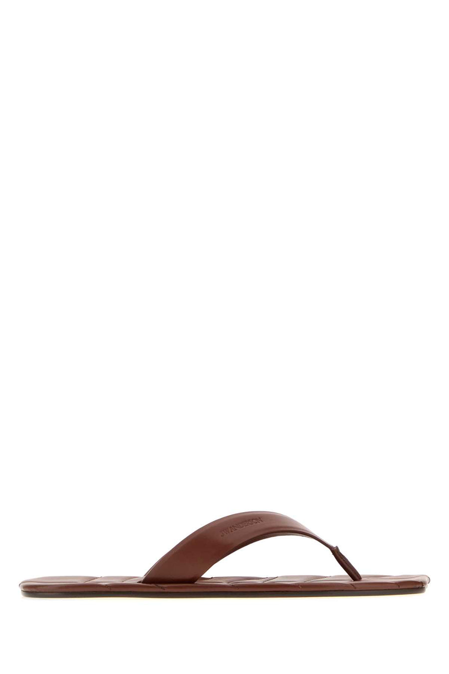 Chocolate Leather Thong Slippers Brown