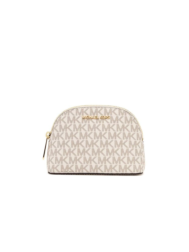 Michael Kors Leather cosmetics pouch in beige