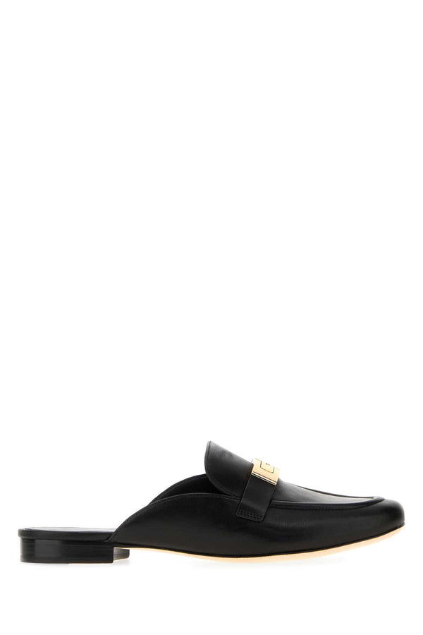 Black Leather Leelee Slippers Balck Mocassini