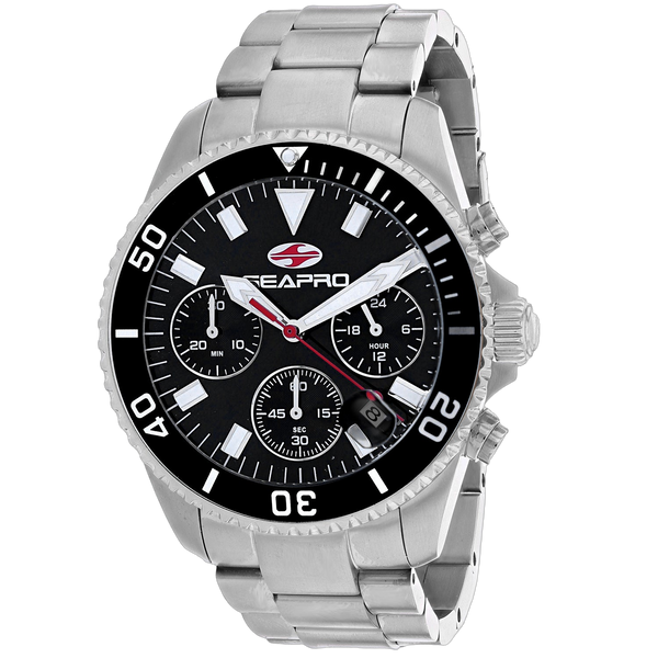 Seapro Stainless steel case and bracelet watch in black