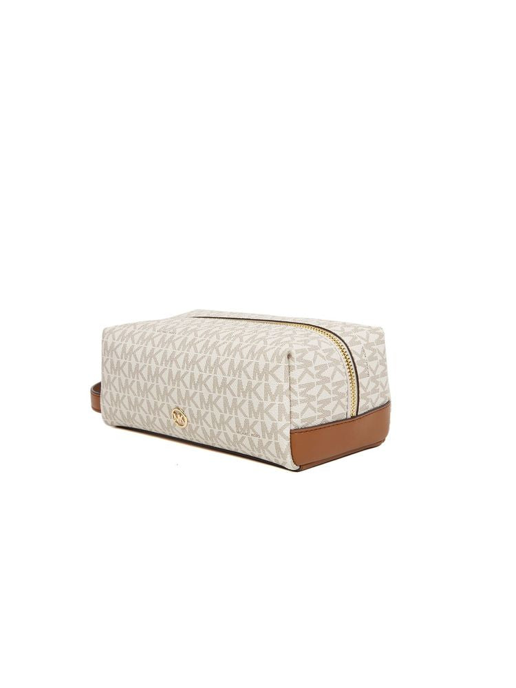 Michael Kors 100% Polyvinyl Chloride with leather trim travel case in vanilla