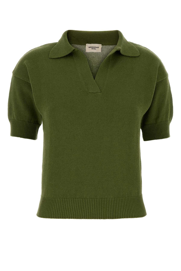Green Cotton Albero Polo Shirt Pistacchio Exterior: Maglieria