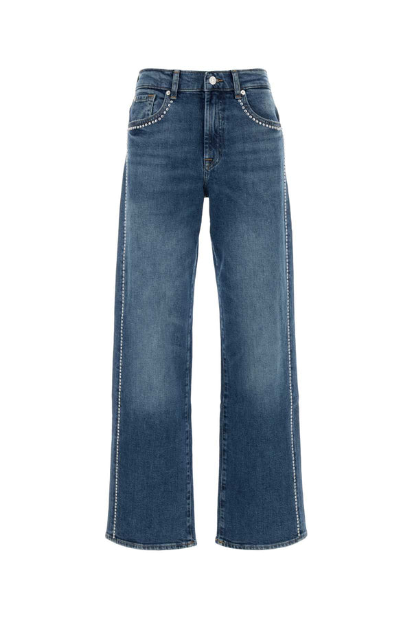 Stretch Denim Stovepipe Jeans Azzurro Exterior: Cotton Elastane
