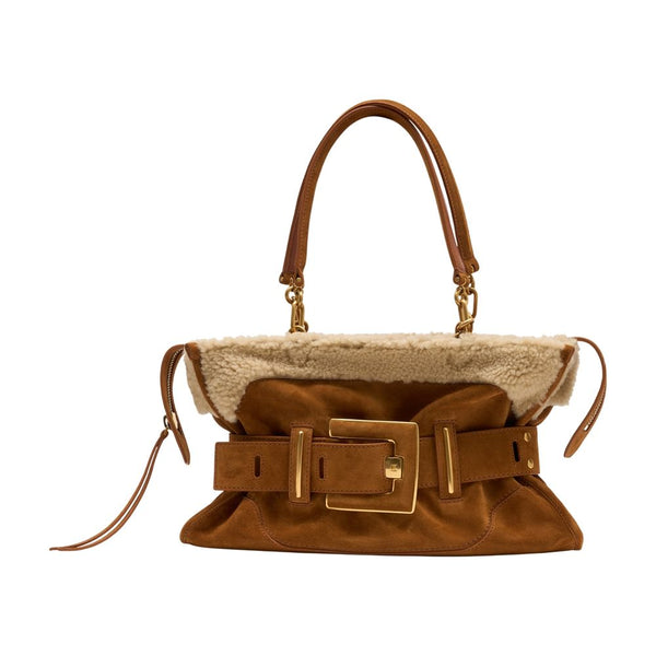 Balmain calfskin shoulder bag in brown