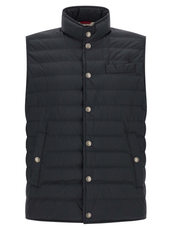 Brunello Cucinelli 100% polyester shell with nylon lining gilet in navy