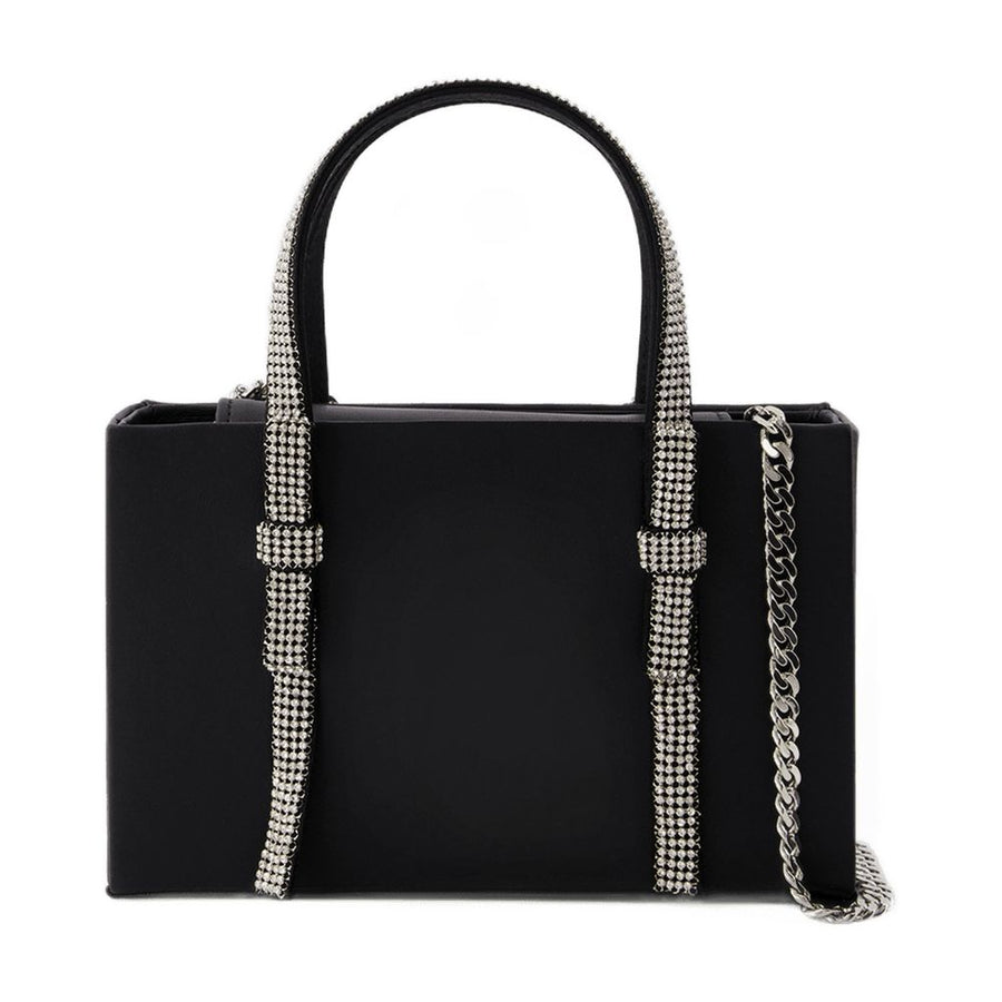 Kara Leather top handle bag in black