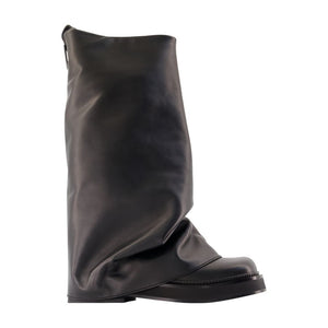 Robin Combat Ankle Boots - The Attico Leather Black Calfskin Shoes / Ankle-boots