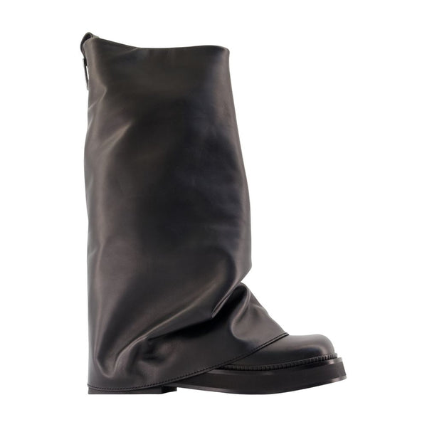Robin Combat Ankle Boots - The Attico Leather Black Calfskin Shoes / Ankle-boots
