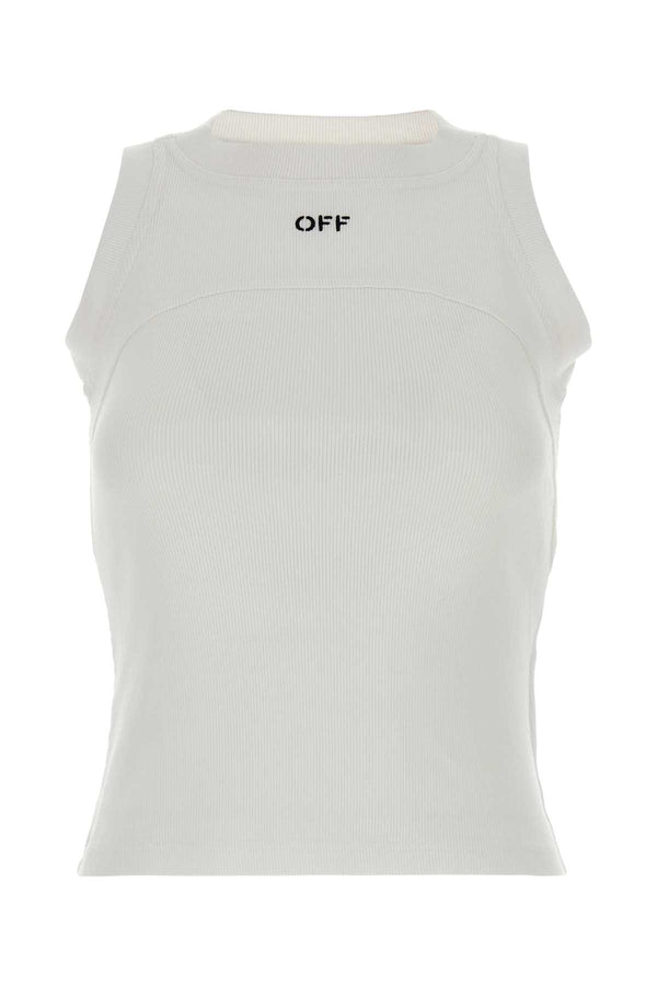 Off-White Stamp 97% Cotton tank top in white