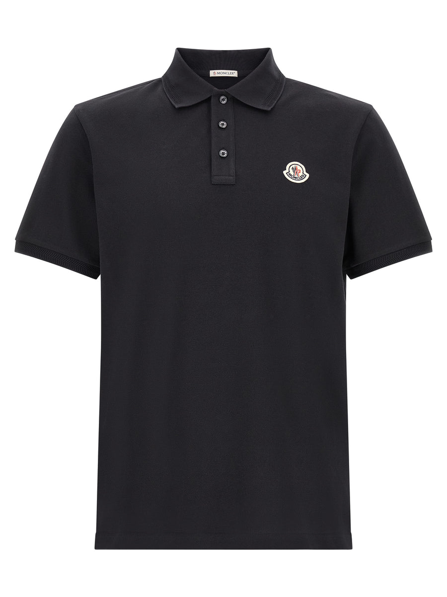 Moncler 100% cotton polo shirt in black