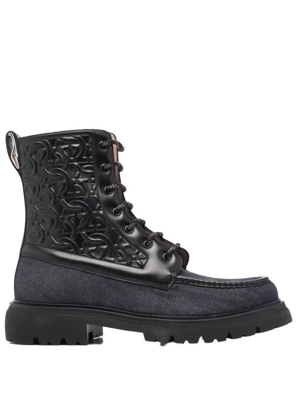 Ferragamo combat boot in black