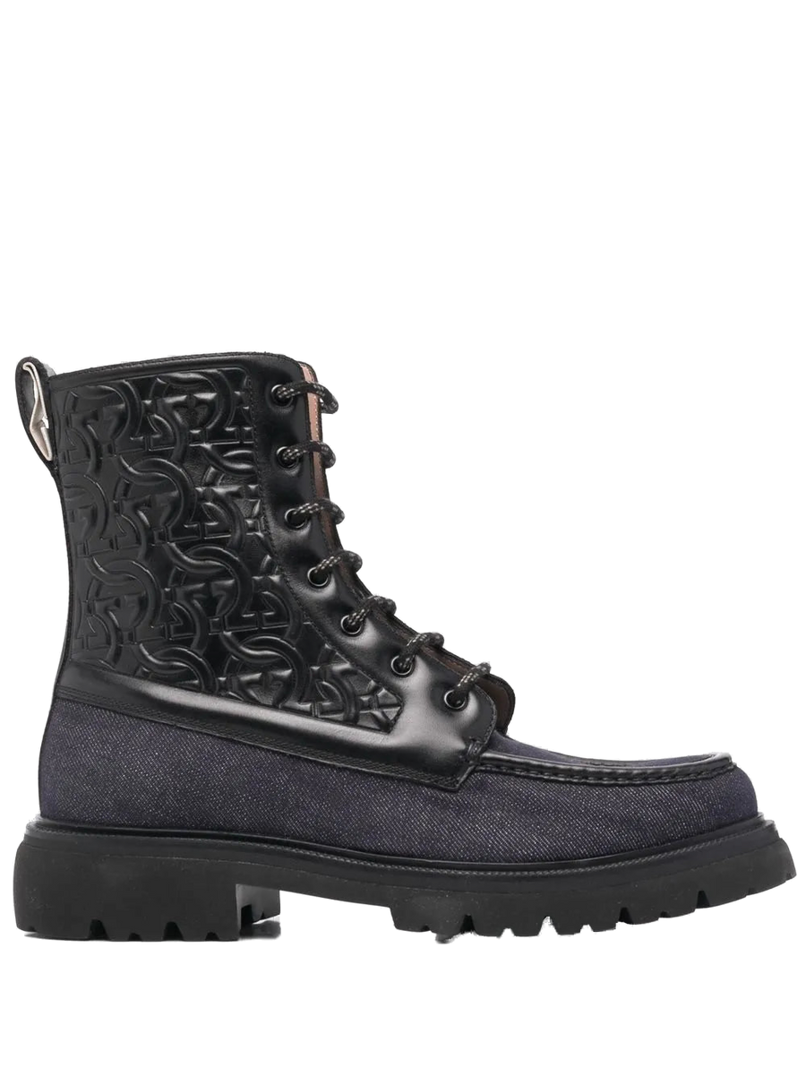 Ferragamo combat boot in black