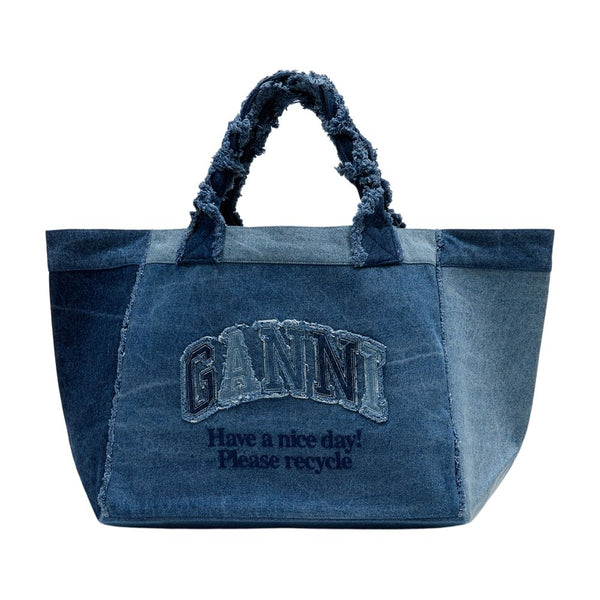 Ganni Cotton tote bag in blue