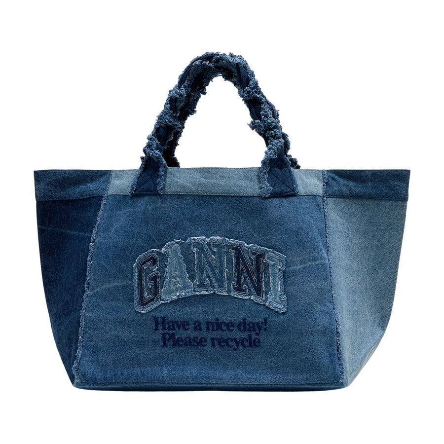 Ganni Cotton tote bag in blue