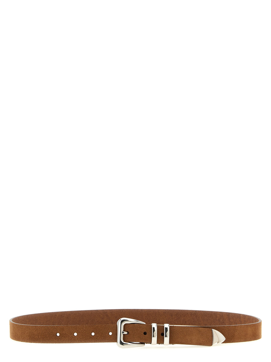 Brunello Cucinelli Inverted suede calf leather belt in brown