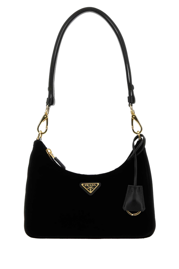 Prada 100% velvet shoulder bag in black
