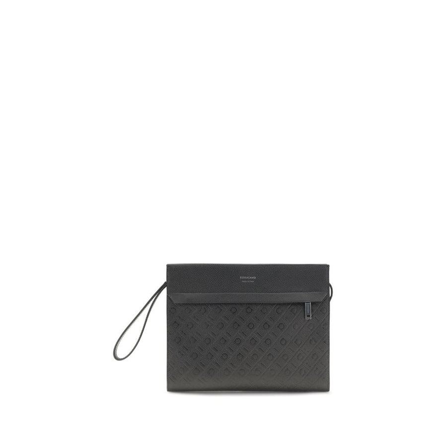 Ferragamo 100% Calf Leather Bos Taurus clutch in black