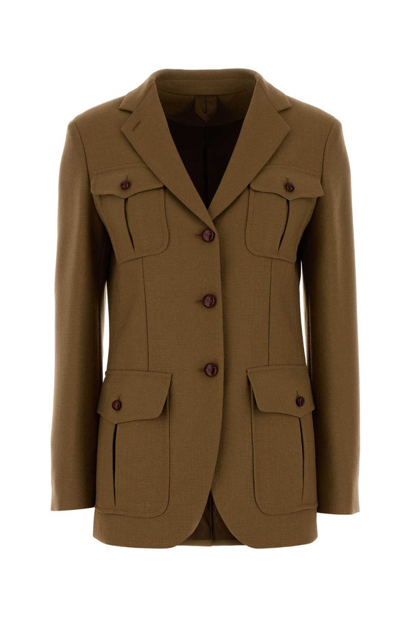 Camel Wool Locusta Blazer Cammello Giacche E Gilet