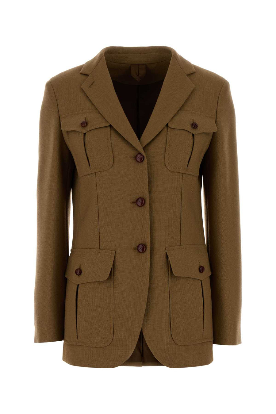 Camel Wool Locusta Blazer Cammello Giacche E Gilet